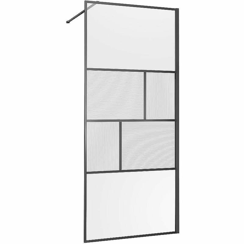 Душевая перегородка Vincea Walk-In 80 VSW-1HC800CFGM профиль Вороненая сталь стекло прозрачное/рифленое