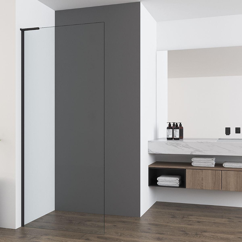 Душевая перегородка Vincea Walk-In 80 VSW-7HA800CLB профиль Черный матовый стекло прозрачное