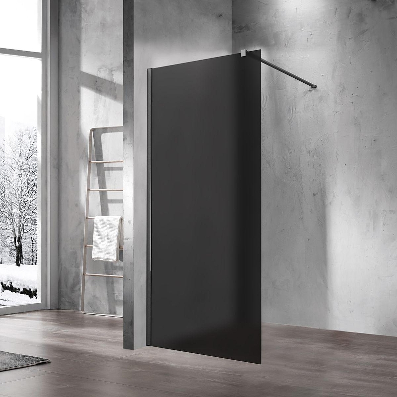 Душевая перегородка Vincea Walk-In 90 VSW-1H900GFGM профиль Вороненая сталь стекло тонированное матовое