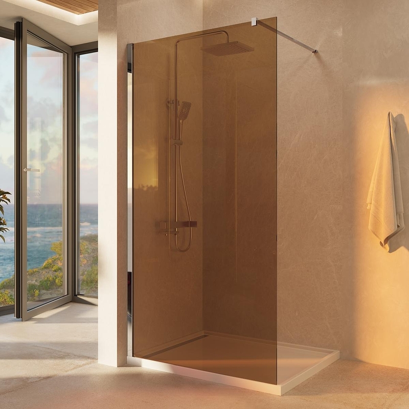 Душевая перегородка Vincea Walk-In 90 VSW-1H900GS профиль Хром стекло янтарь