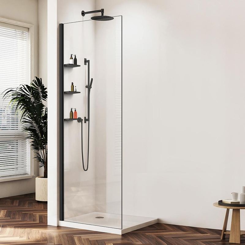 Душевая перегородка Vincea Walk in WS 80 VSW-1HWS800CLB профиль цвет Черный стекло прозрачное