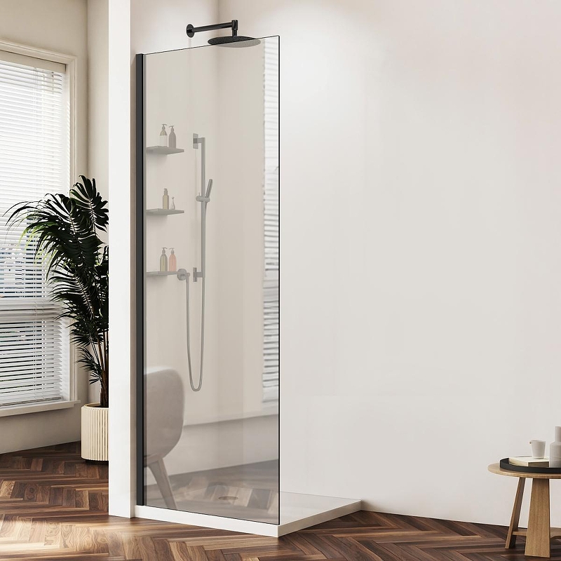 Душевая перегородка Vincea Walk in WS 90 VSW-1HWS900MRB профиль цвет Черный стекло зеркальное