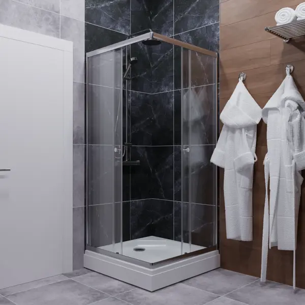 Душевая ширма Анхель Triton квадратная 90x90x185см цвет профиля хром раздвижная стекло 4мм прозрачное