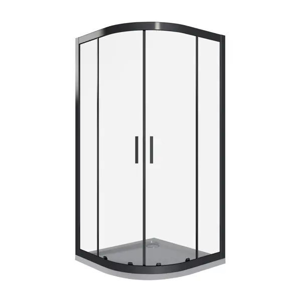 Душевая ширма Makiato 1/4 круга 80x80x190см цвет профиля черный раздвижная стекло 5мм прозрачное
