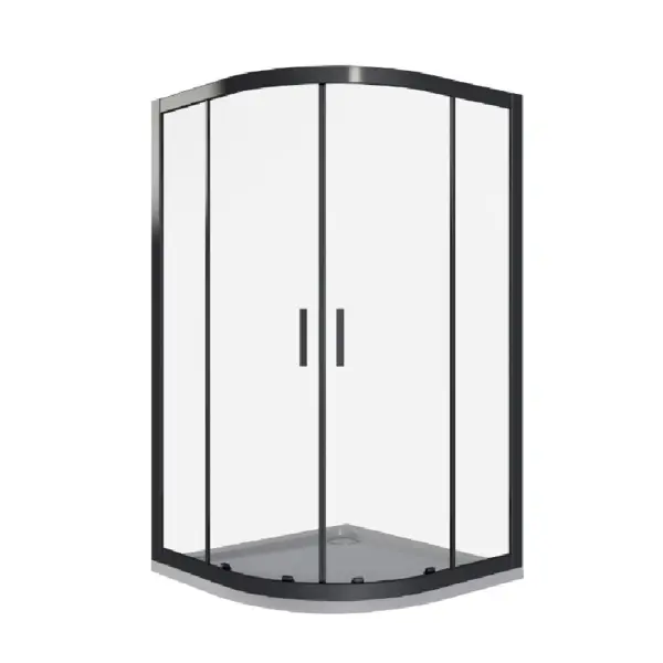 Душевая ширма Makiato New 1/4 круга 90x90x190см цвет профиля черный раздвижная стекло 5мм прозрачное