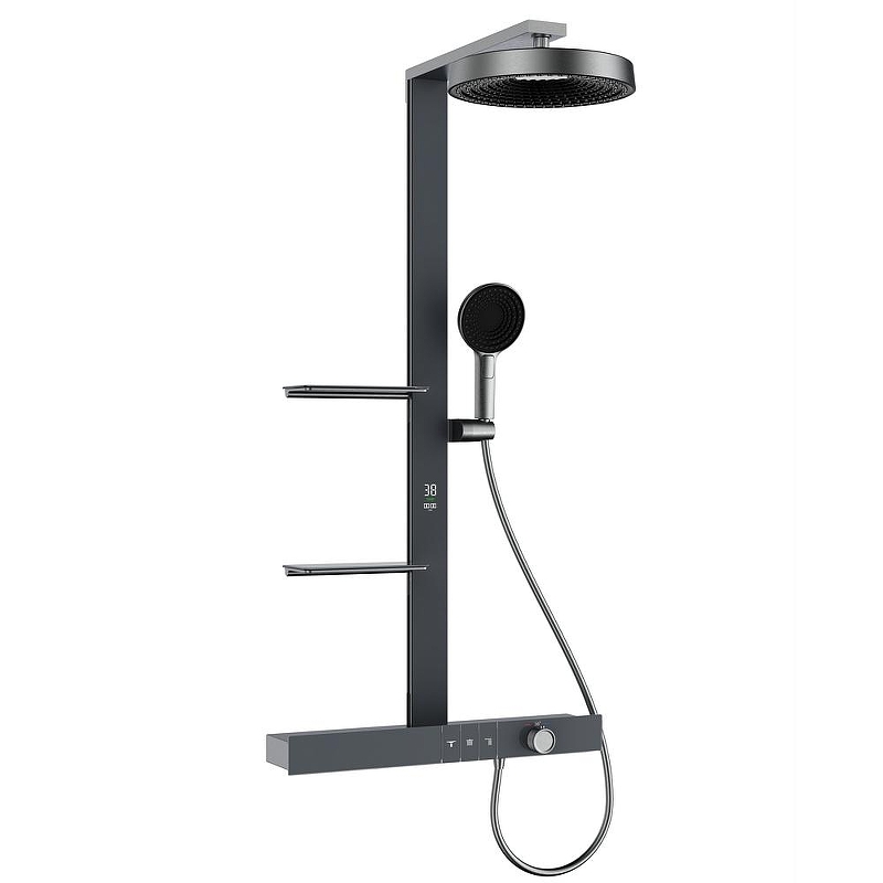 Душевая система Black&White Gravity GH-9005-GM 9005GM с термостатом цвет Gun Metal