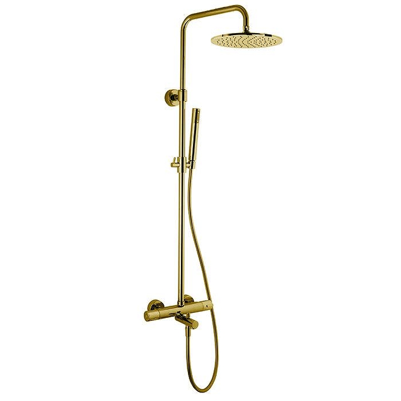 Душевая система Fima Carlo Frattini Shower column F3154/R256HS с термостатом цвет Шампань брашированная