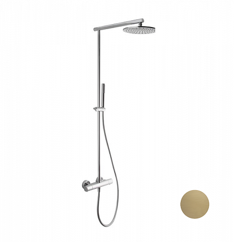 Душевая система Fima Carlo Frattini Shower column F4925/SWR256HS с термостатом цвет Шампань брашированная