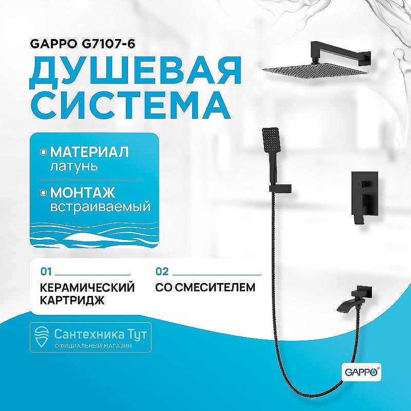 Душевая система Gappo G7107-6 Черная матовая