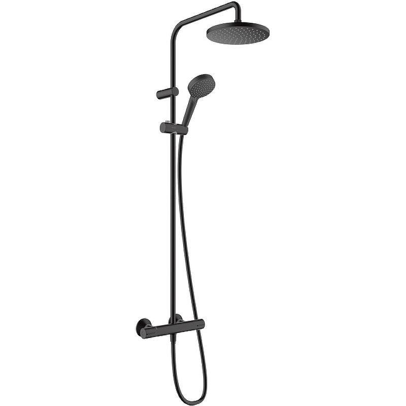 Душевая система Hansgrohe Vernis Blend Showerpipe 200 1jet EcoSmart 26089670 с термостатом Черный матовый