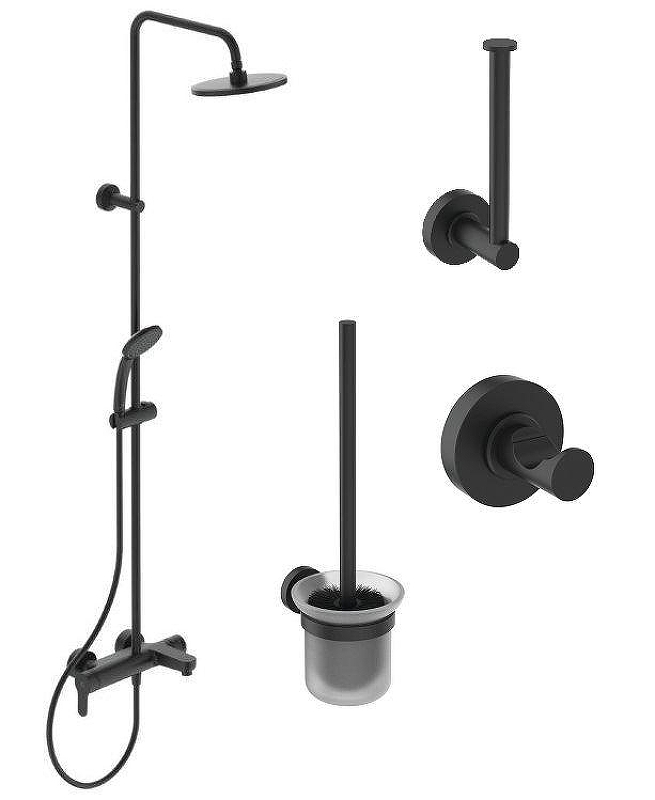 Душевая система Ideal Standard Cerafine O BL749S2 с аксессуарами для ванной цвет Silk Black / Черный шелк