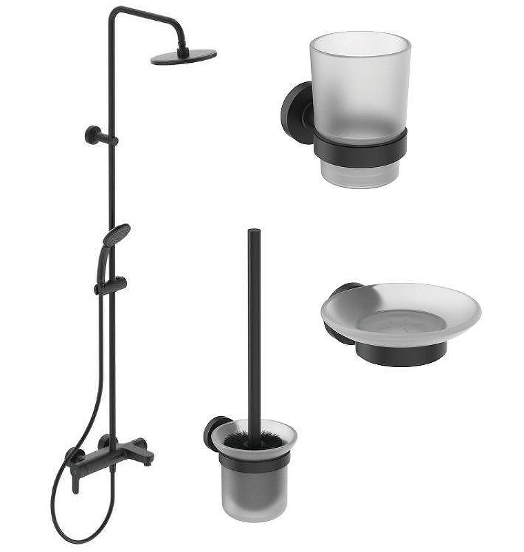 Душевая система Ideal Standard Cerafine O BL749S3 с аксессуарами для ванной цвет Silk Black / Черный шелк