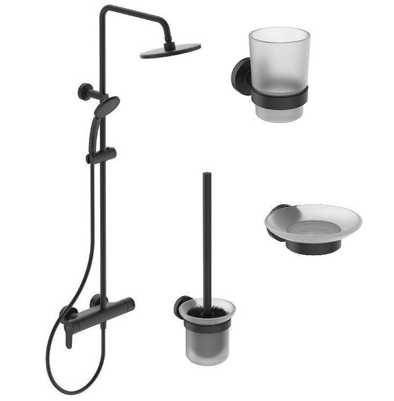 Душевая система Ideal Standard Cerafine O BL750S2 с аксессуарами для ванной цвет Silk Black / Черный шелк