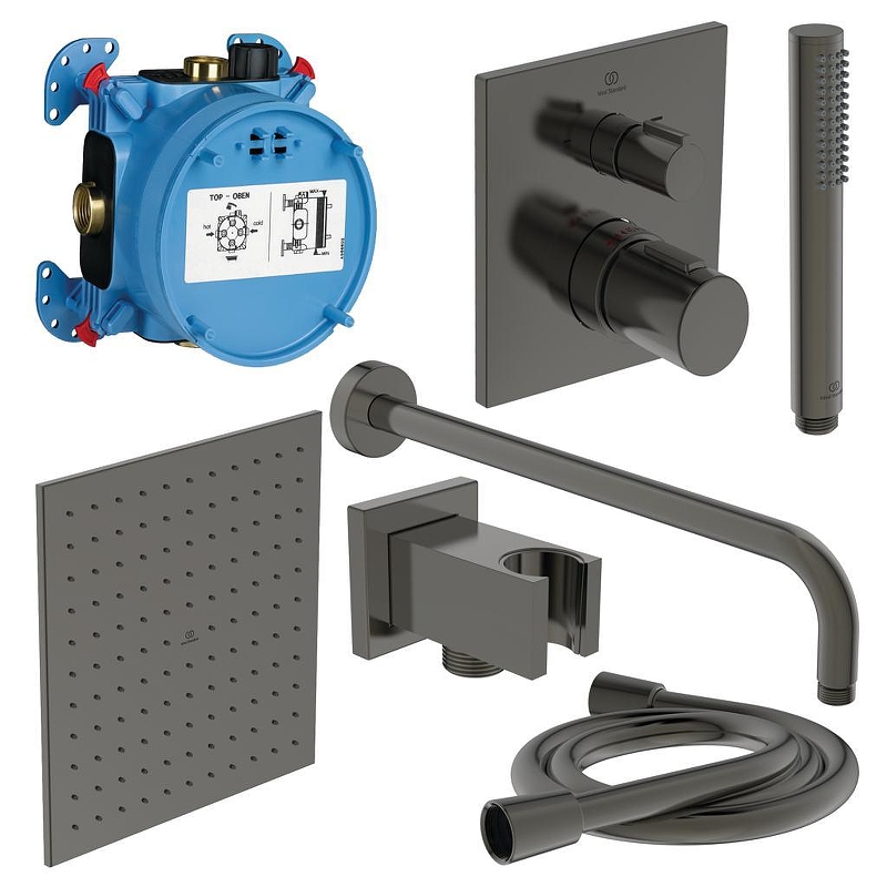 Душевая система Ideal Standard Ceratherm C100 A7572A5 с термостатом цвет Magnetic Grey / Магнит