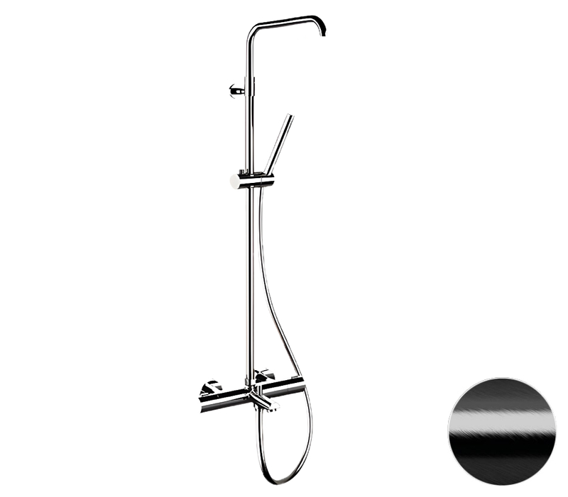 Душевая система Remer Elegance EQ34A7MMSSOFCFP с термостатом цвет Черный брашированный хром