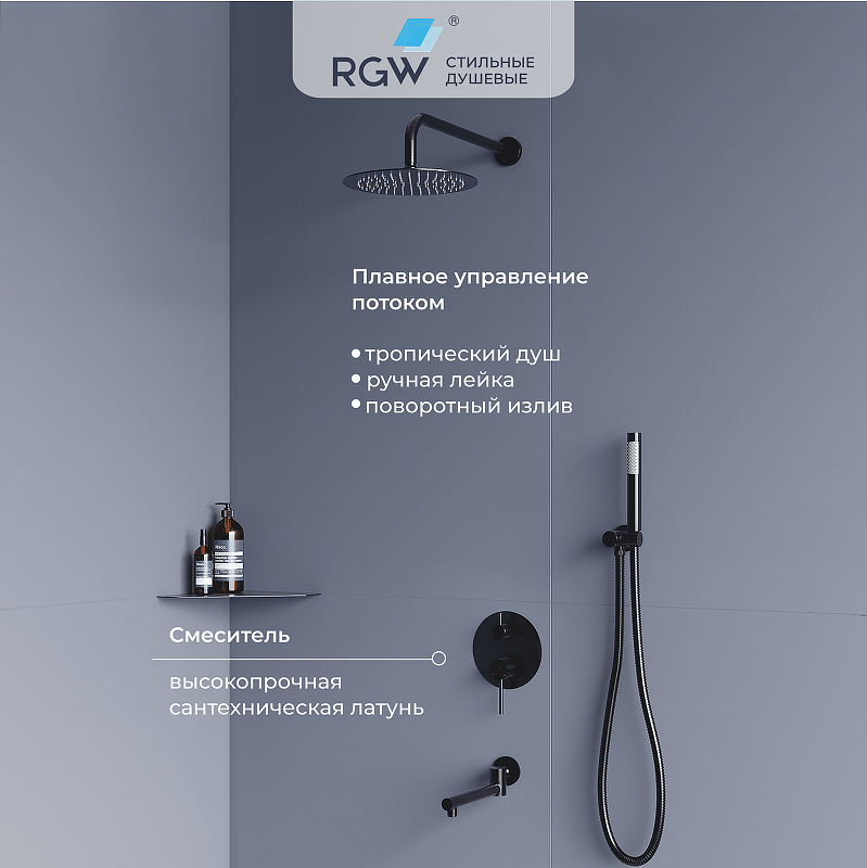 Душевая система RGW Shower Panels SP-55B 51140855-04 Черная матовая