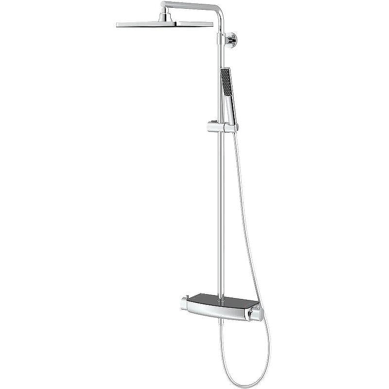 Душевая система Teska Mira DK2921C с термостатом Хром Черное стекло