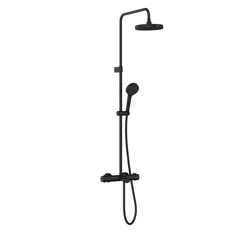 Душевая система Vitra Base Round A4730336EXP с термостатом цвет Черный матовый