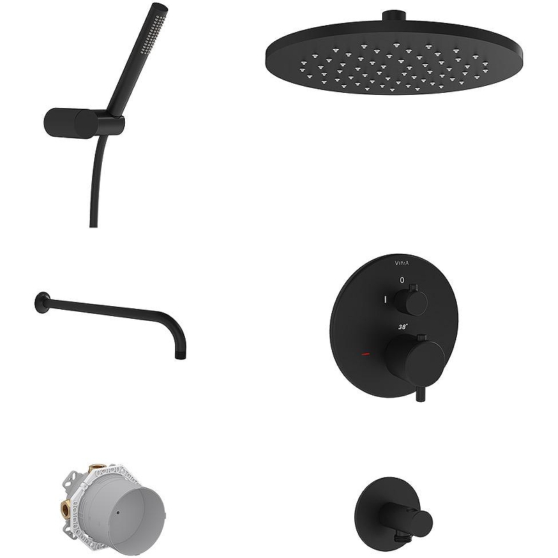 Душевая система Vitra Origin A49312EXP с термостатом Черная матовая