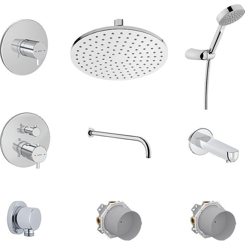 Душевая система Vitra Round A49307EXP с термостатом Хром