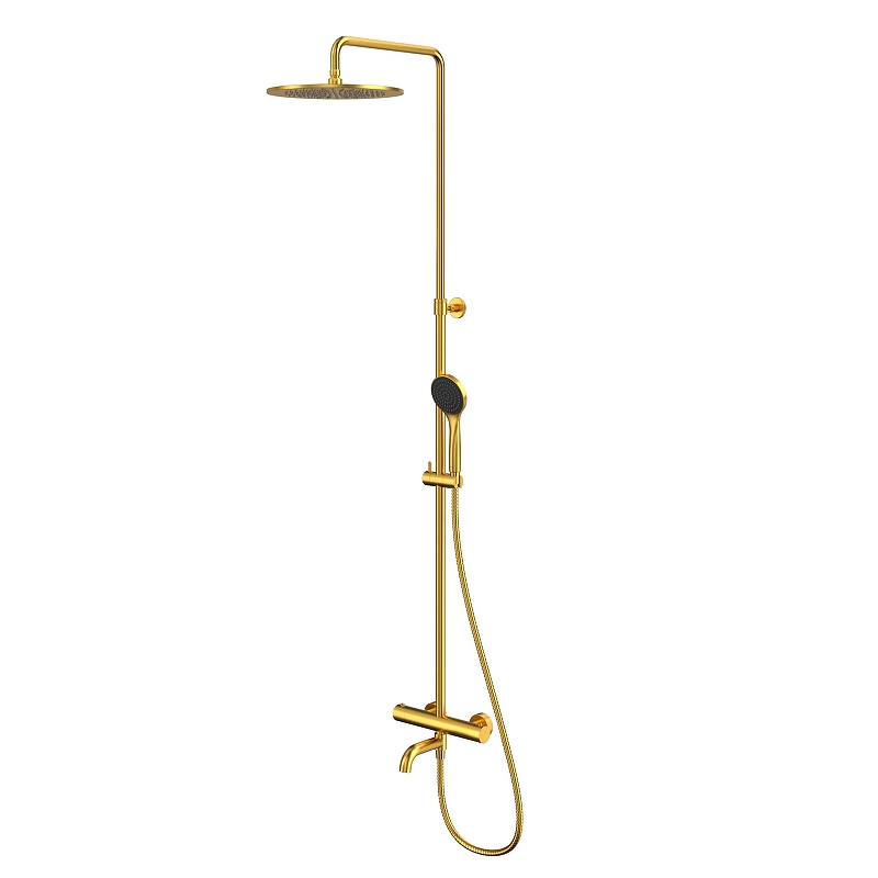 Душевая система Whitecross Y brushed gold Y1234BASICGLB с термостатом цвет Золото брашированное
