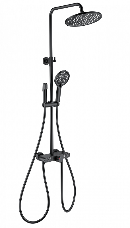 Душевая система Wonzon & Woghand Muse WW-B4113-MB с термостатом цвет Черный матовый