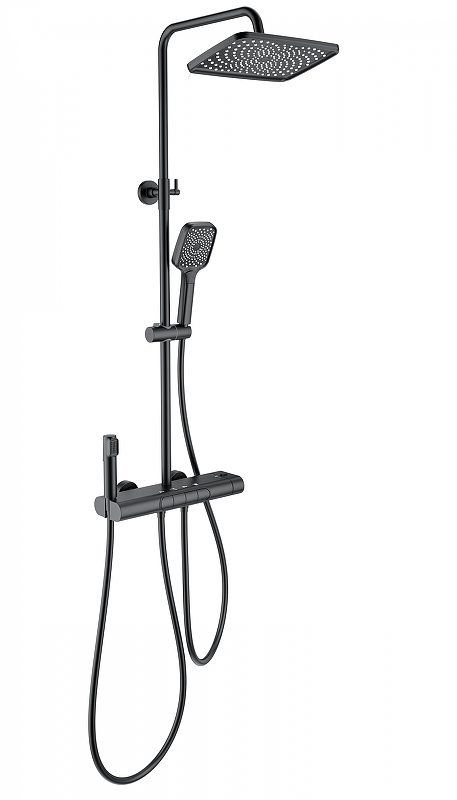Душевая система Wonzon & Woghand Muse WW-B4129-MB с термостатом цвет Черный матовый