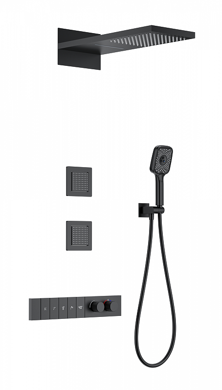 Душевая система Wonzon & Woghand WW-D4538-A-MB с термостатом цвет Черный матовый