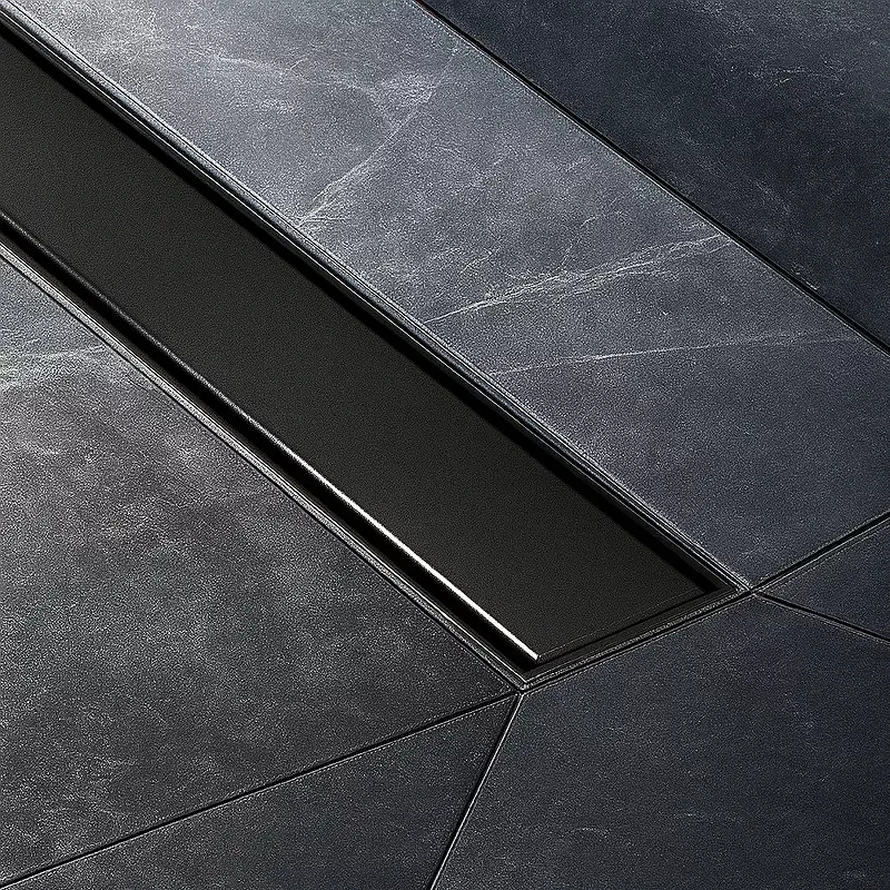 Душевой лоток Bettoserb Compact Line Matte Black 55 13702509BM с решеткой цвет Черный матовый / под плитку