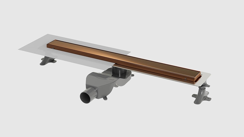 Душевой лоток Boheme Premium Linear 60 982-60-BRB с решеткой цвет Брашированная бронза / под плитку