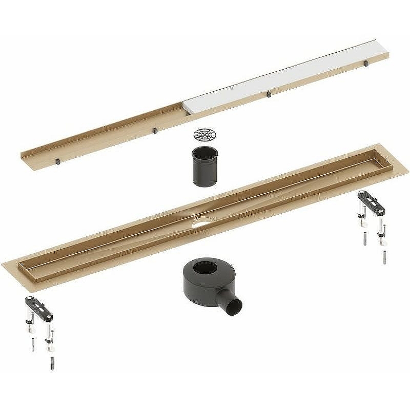 Душевой лоток Timo Drain System 80 DS230208/17 с решеткой Золото матовое / под плитку
