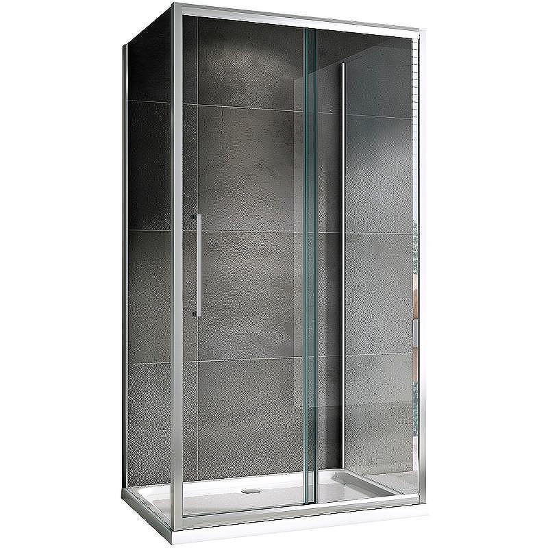Душевой уголок Abber Schwarzer Diamant 140x50 AG30140H-S50-S50 профиль Хром стекло прозрачное