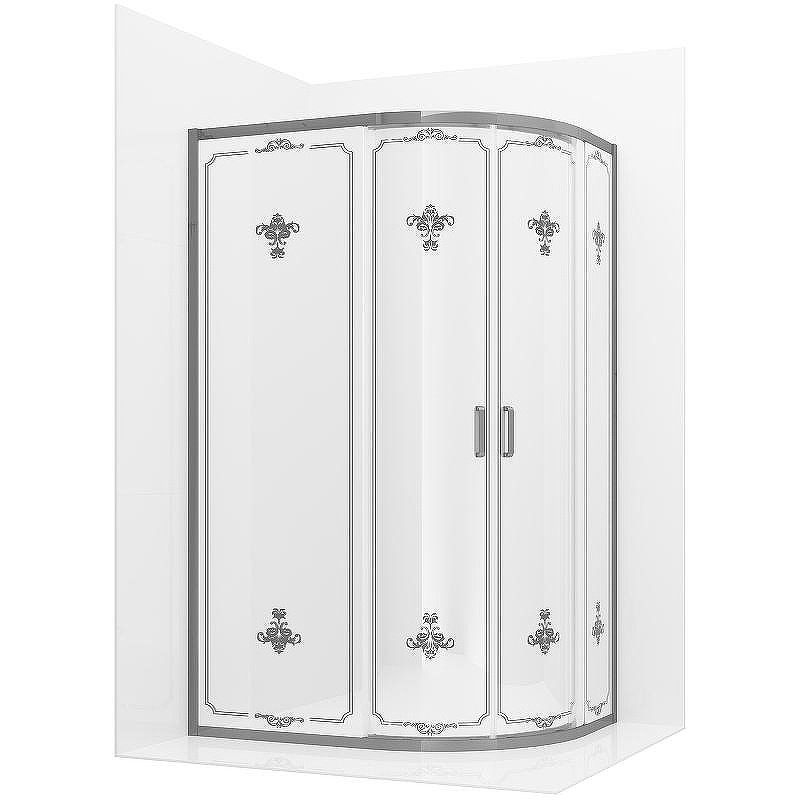 Душевой уголок Ambassador Royal 120x80 18015101 профиль Хром стекло белое с рисунком