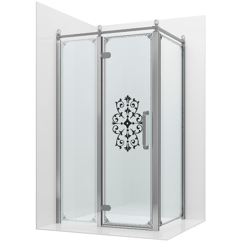 Душевой уголок Ambassador Royal 120x80 18015110-L профиль Хром стекло прозрачное с рисунком