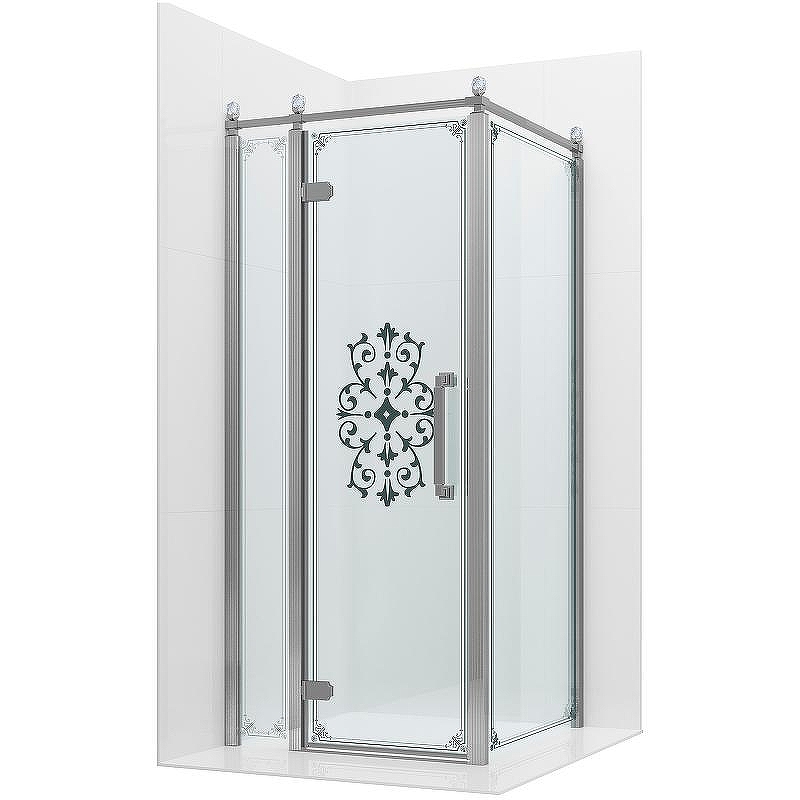 Душевой уголок Ambassador Royal 90x90 18015108-L профиль Хром стекло прозрачное с рисунком
