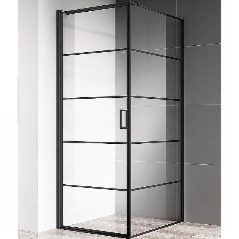 Душевой уголок AQUAme 80x80 L AQM5215-LH-8 профиль Черный матовый стекло прозрачное