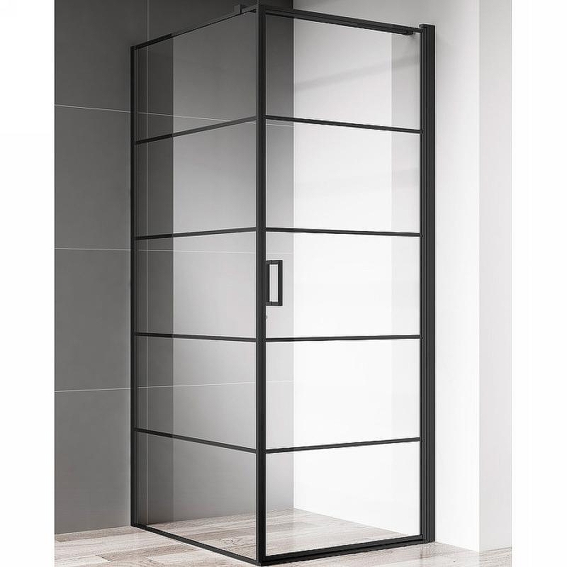 Душевой уголок AQUAme 90x90 R AQM5215-RH-9 профиль Черный матовый стекло прозрачное