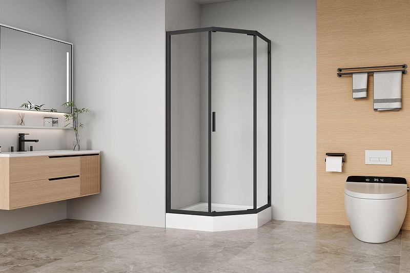 Душевой уголок Aquanet Bright AE90-P-90x90-BT 90х90 352421 профиль Черный стекло прозрачное