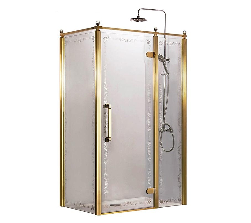 Душевой уголок Azario Ontario 120х90 R AZ-NBB1231-R 900 GOLD профиль Золото глянцевое стекло с узором