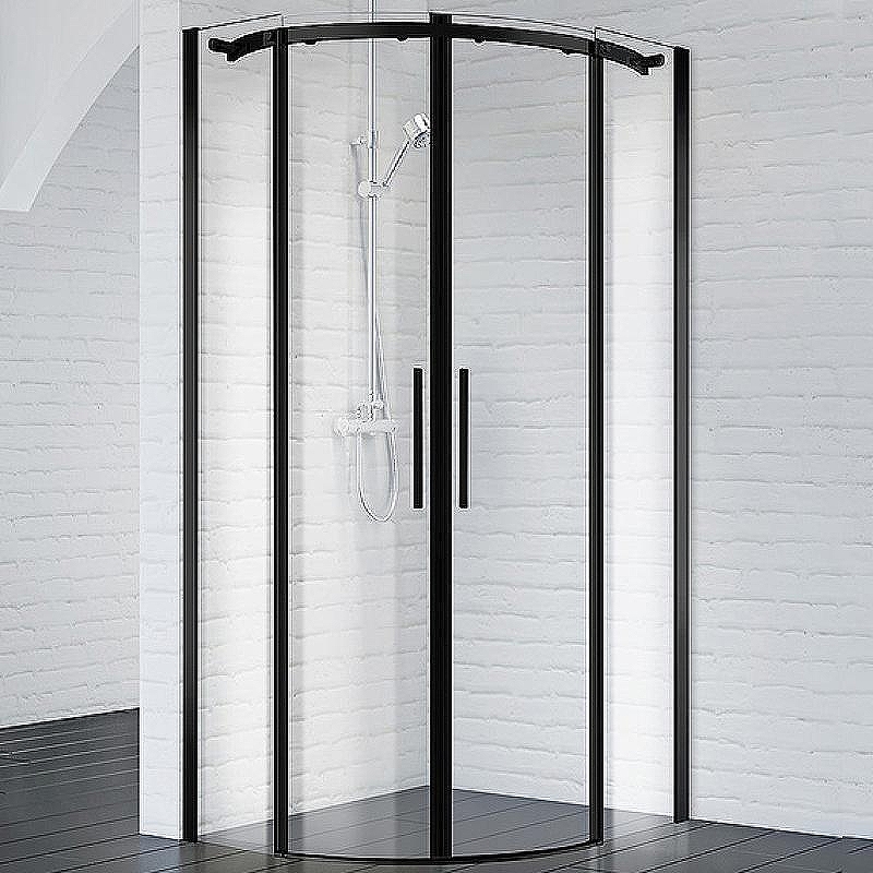 Душевой уголок BelBagno Acqua 100x100 ACQUA-R-2-100-C-NERO профиль Черный стекло прозрачное