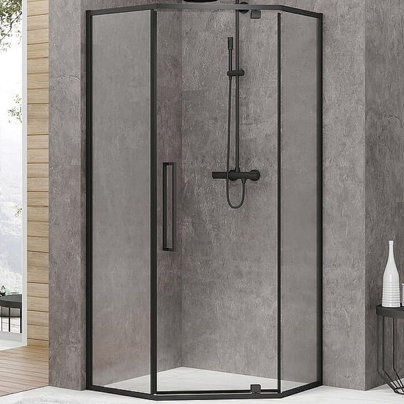 Душевой уголок Black&White Stellar Wind S875 90х90 8759090 профиль Черный стекло прозрачное