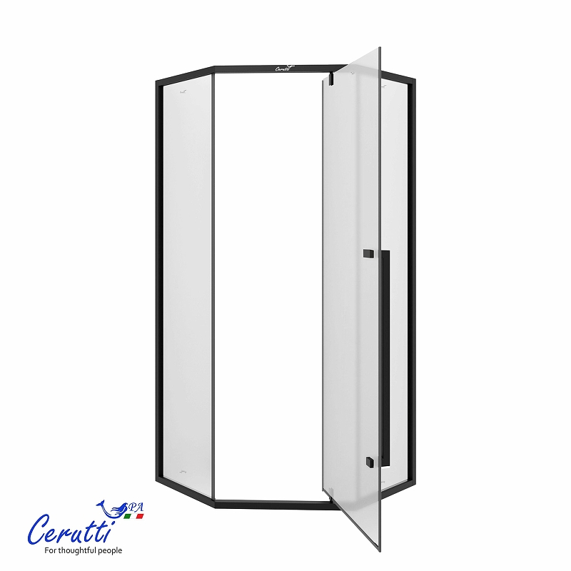 Душевой уголок Ceruttispa C3A 90x90 11991 профиль цвет Черный стекло матовое