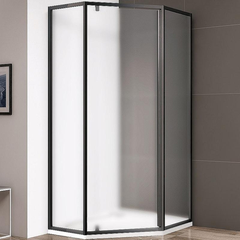 Душевой уголок Cezares Eco 90x90 ECO-O-P-1-90-P-NERO профиль Черный матовый стекло рифленое