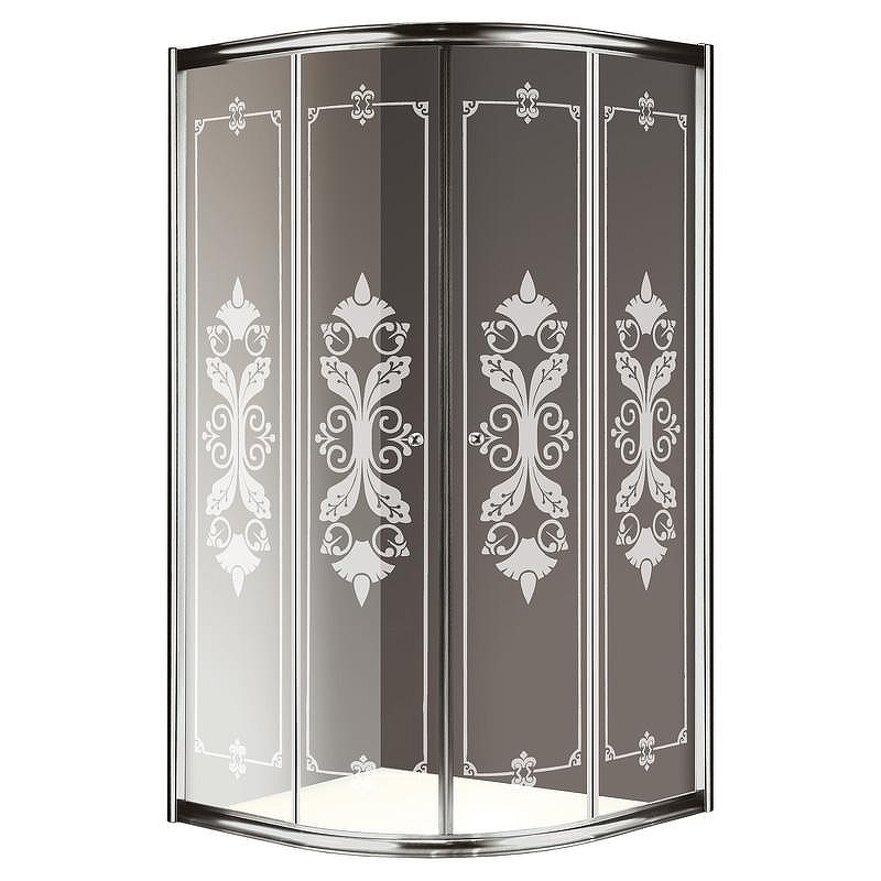 Душевой уголок Cezares Giubileo R2 90x90 GIUBILEO-R-2-90-SCORREVOLE-CP-Cr профиль Хром стекло прозрачное с матовым рисунком