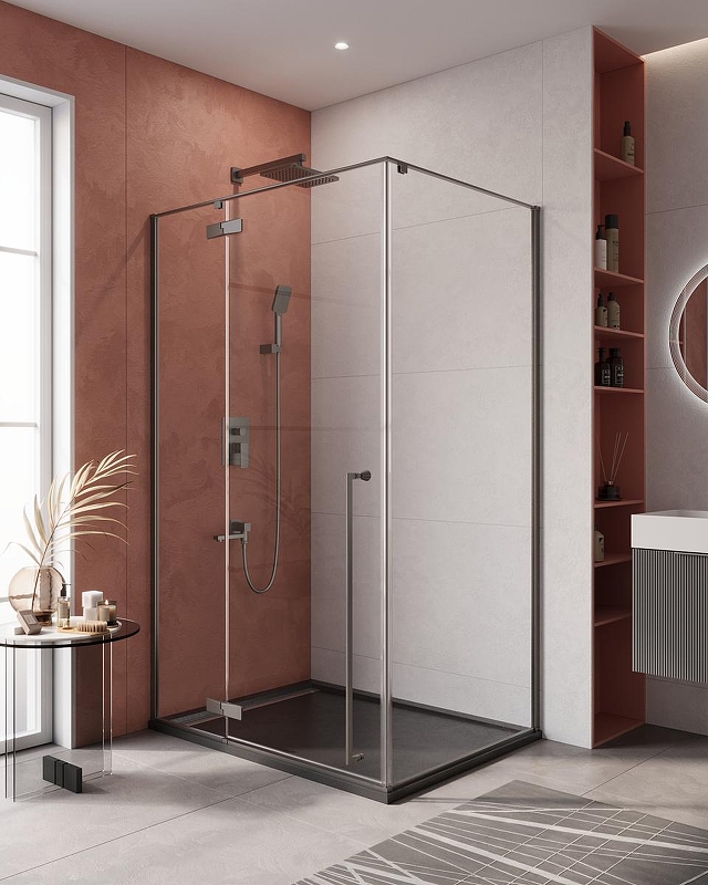 Душевой уголок Cezares Liner 120x90 L LINER-AH-1-120/90-C-GM-L профиль Оружейная сталь стекло прозрачное