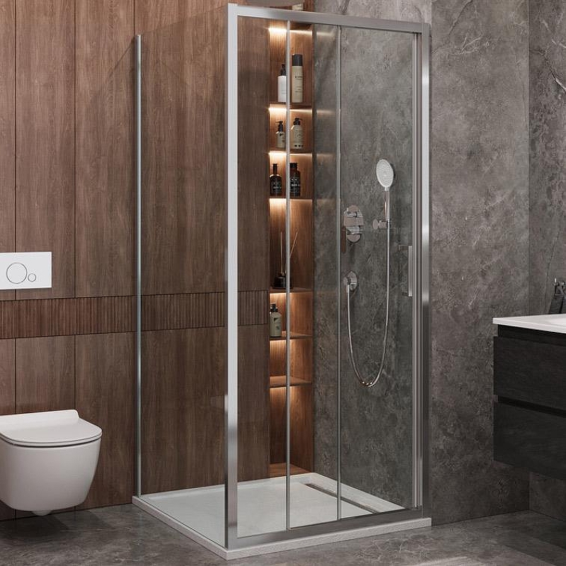 Душевой уголок Cezares Molveno 100x100 MOLVENO-AF-31-100-C-CR-IV профиль Хром стекло прозрачное