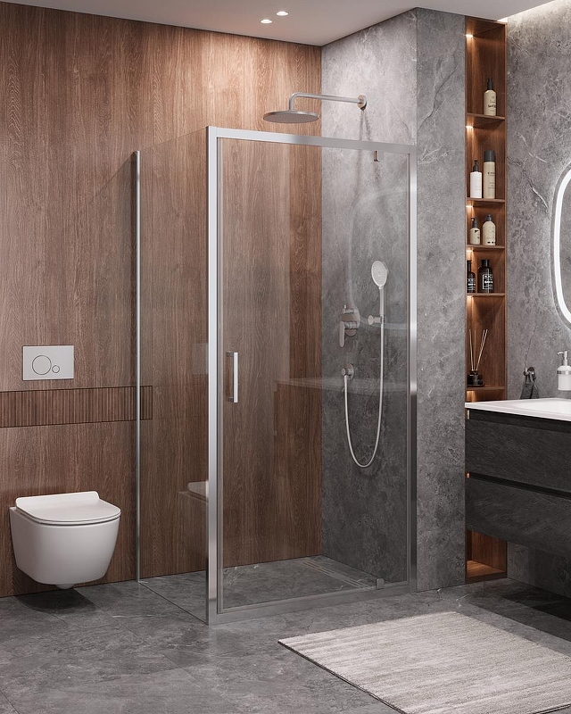 Душевой уголок Cezares Molveno 100x90 MOLVENO-AH-1-100/90-C-Cr-IV профиль Хром стекло прозрачное