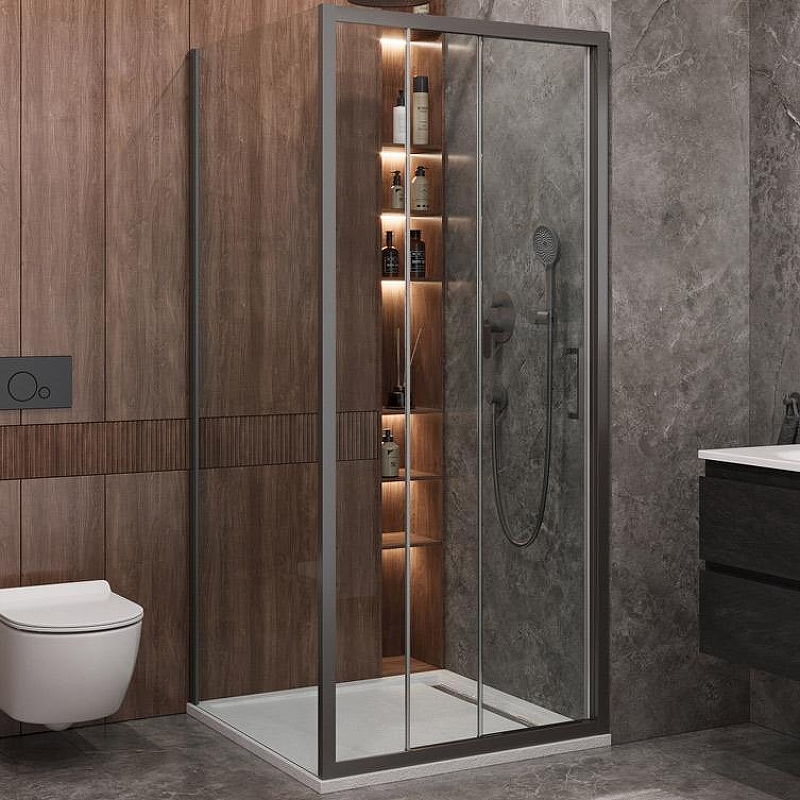 Душевой уголок Cezares Molveno 100x90 MOLVENO-AHF-31-100/90-C-GM-IV профиль Оружейная сталь стекло прозрачное