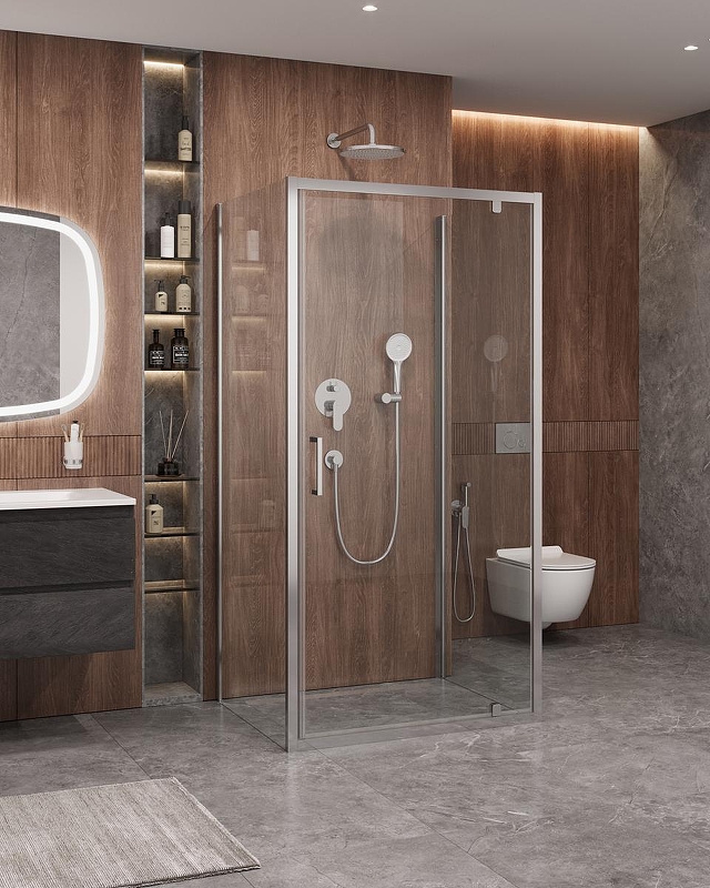 Душевой уголок Cezares Molveno 100x90 MOLVENO-BA2-100/90-C-Cr-IV профиль Хром стекло прозрачное