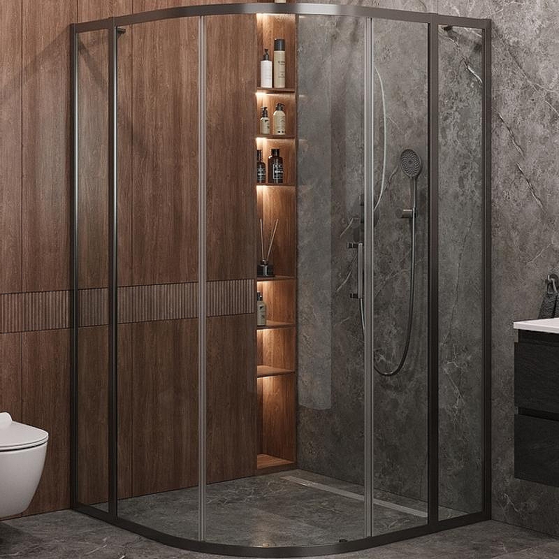 Душевой уголок Cezares Molveno 110x110 MOLVENO-R-11-90+20-C-GM-IV профиль Оружейная сталь стекло прозрачное